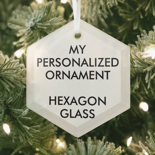 Custom Personalized 3" HEXAGON GLASS ORNAMENT (Insitu)