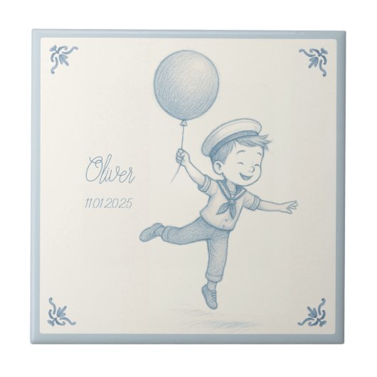 Custom personalized baby boy name fliese (Vorderseite)