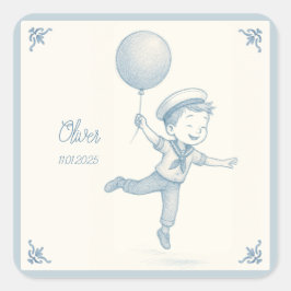 Custom personalized baby boy name quadratischer aufkleber