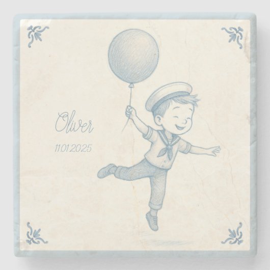 Custom personalized baby boy name  steinuntersetzer (Vorderseite)