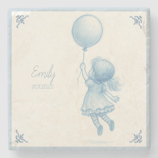 Custom personalized baby girl name steinuntersetzer (Vorderseite)