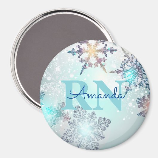 Custom Personalized Blue Name RN Nurse Magnet (Vorderseite/Rückseite)