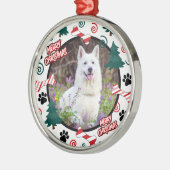 Custom Personalized Dog Photo Christmas Ornament Aus Metall (Links)