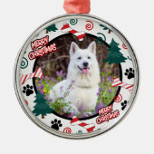 Custom Personalized Dog Photo Christmas Ornament Aus Metall (Vorne)