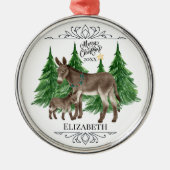 Custom Personalized Donkey Christmas Ornament Aus Metall (Vorne)