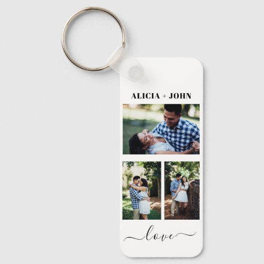 Custom Personalized Double Sided 3 Photo keychain Schlüsselanhänger (Vorderseite)