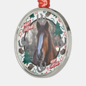 Custom Personalized Horse Photo Christmas Ornament Aus Metall (Links)