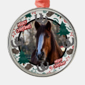 Custom Personalized Horse Photo Christmas Ornament Aus Metall (Vorne)