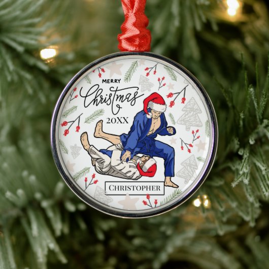 Custom Personalized Jiu Jitsu BJJ Christmas Ornament Aus Metall (Baum)