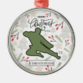 Custom Personalized Karate Martial Arts Christmas Ornament Aus Metall (Vorne)