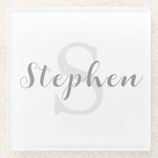 Custom Personalized Monogram Script Name Drink Glasuntersetzer (Vorderseite)