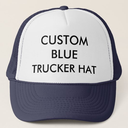 Custom Personalized NAVY BLUE & WHITE TRUCKER HAT Truckerkappe (Vorderseite)
