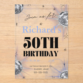 custom personalized photo 50th  birthday acryleinladungen