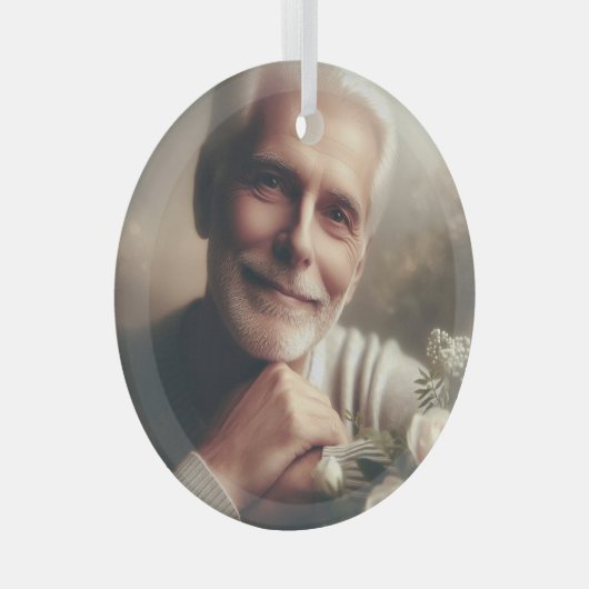 Custom Personalized Photo Ornament Aus Glas (Vorderseite Rechts)