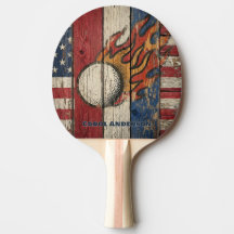 Custom Personalized Rustic Wood USA Flag Fire Ball