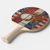 Custom Personalized Rustic Wood USA Flag Fire Ball Tischtennis Schläger (Vorderseite)