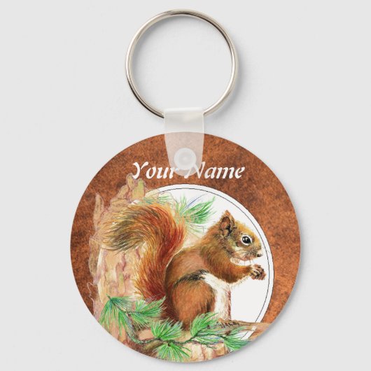 Custom, Personalized Squirrel, Nature, Animal Schlüsselanhänger (Vorderseite)