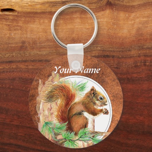Custom, Personalized Squirrel, Nature, Animal Schlüsselanhänger (Vorderseite)