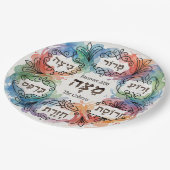 Custom Pesach Seder Plate Hebrew Passover Dinner Pappteller (Schrägansicht)