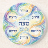 Custom Pesach Seder Plate in Hebrew for Passover  Getränkeuntersetzer (Vorne)