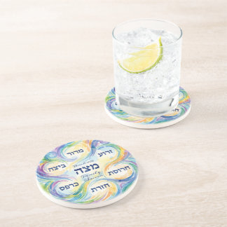 Custom Pesach Seder Plate in Hebrew for Passover  Getränkeuntersetzer