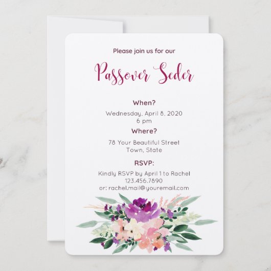 Custom Pessach Seder Einladung - Personalisieren S (Rückseite)