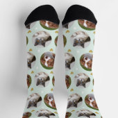 Custom Pet 2 Foto Herz Minze Weiße Farbe Print Socken (Oben)