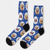 Custom Pet 2 Foto Royal Blue Paw Print Socken (Linkes Detail)