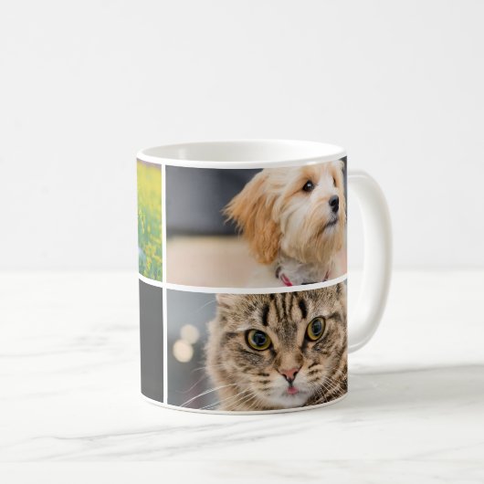 Custom Pet 4 Photo Collage for Cat Dog Lovers gift Kaffeetasse (VorderseiteRechts)