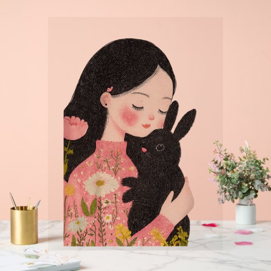 Custom Pet and Owner Portrait Pet Illustration Por Acrylschild (Hochzeit)