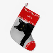 Custom Pet Black Cat Foto Weihnachten Kleiner Weihnachtsstrumpf (Vorderansicht (hängend))