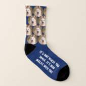 Custom Pet Blue Dog Foto Socken (Links - Innen)