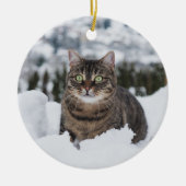 Custom Pet Cat 2 Foto Weihnachten Keramik Ornament (Vorne)