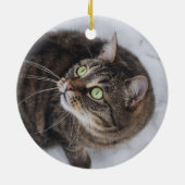 Custom Pet Cat 2 Foto Weihnachten Keramik Ornament (Hinten)