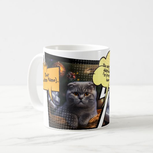 Custom Pet Cat Foto Collage Comic Funny Kaffeetasse (Vorderseite Links)