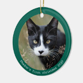 Custom Pet Cat Foto Kitten Erste Weihnachtsfeier Keramik Ornament (Links)