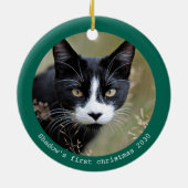 Custom Pet Cat Foto Kitten Erste Weihnachtsfeier Keramik Ornament (Hinten)