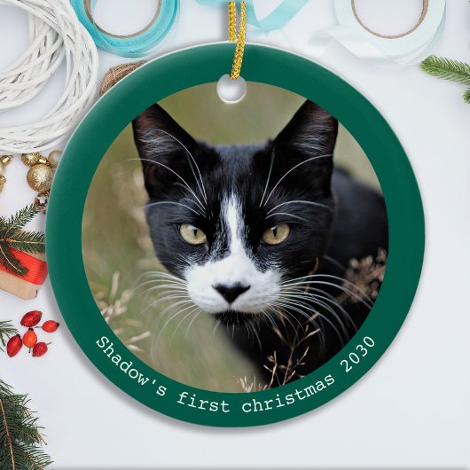 Custom Pet Cat Foto Kitten Erste Weihnachtsfeier Keramik Ornament