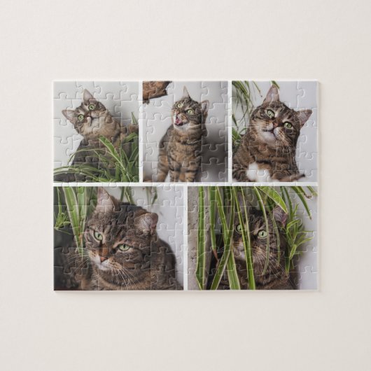 Custom Pet Cat Photo Collage Jigsaw Puzzle (Horizontal)
