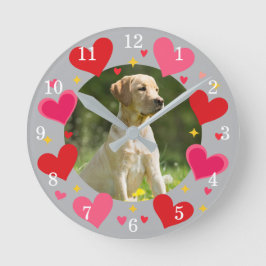Custom Pet Dog Cat Family Photo Personalized Runde Wanduhr