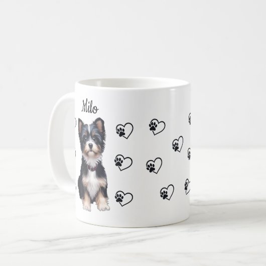 Custom Pet Dog Hearts Paws Coffee Mug Kaffeetasse (Vorderseite Links)