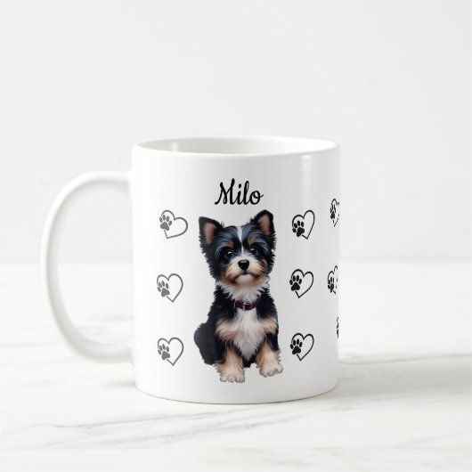 Custom Pet Dog Hearts Paws Coffee Mug Kaffeetasse (Links)