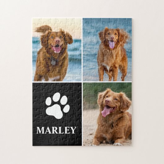 Custom Pet Dog Paw Print 3 Photo Collage Puzzle (Vertikal)