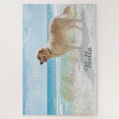 Custom Pet Dog Photo and Script Font Name Puzzle (Vertikal)