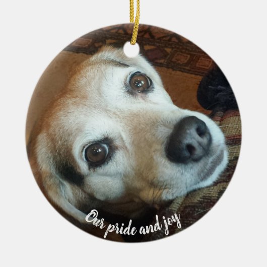 Custom Pet Foto 2 Seite Stolz und Freude Keramik Ornament (Vorne)
