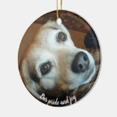 Custom Pet Foto 2 Seite Stolz und Freude Keramik Ornament (Links)