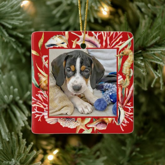 Custom Pet Foto Beach Weihnachten Keramikornament (Baum)