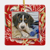 Custom Pet Foto Beach Weihnachten Keramikornament (Vorderseite)
