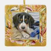 Custom Pet Foto Beach Weihnachten Keramikornament (Vorderseite)