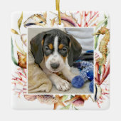 Custom Pet Foto Beach Weihnachten Keramikornament (Vorderseite)